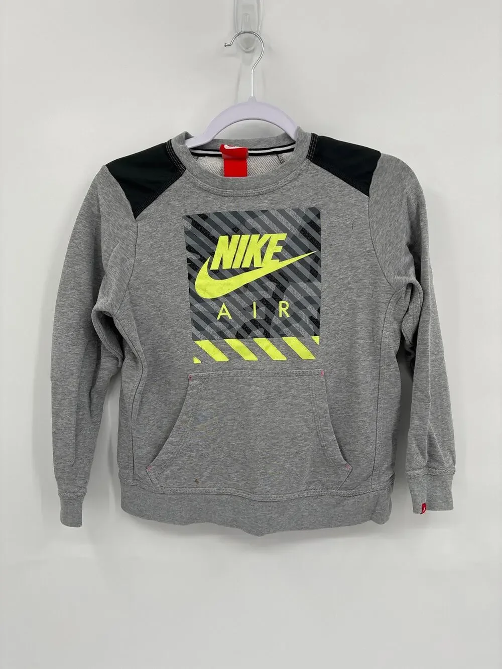 Nike Camo French Terry Crew Neck Pullover Sweatshirt Pocket Kids Medium